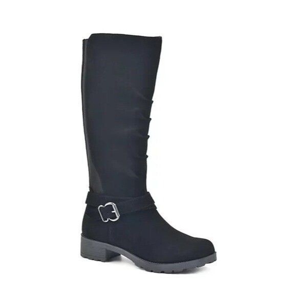 White Mountain Womens 10 M WC Black Dayna Buckle Detail Mid Calf Boots NIB HJ3 - Picture 1 of 5